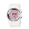 Casio Baby-G Pink LCD Dial Stone Set White Strap Watch