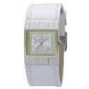 Kahuna Ladies' Silver Dial White Leather Cuff Watch