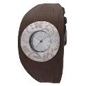 Kahuna Ladies' Etched Dial Brown Leather Cuff Watch
