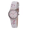 Kahuna Ladies' White Dial White and Pink Leather Strap Watch