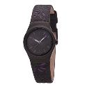 Kahuna Ladies' Black Dial Black and Pink Leather Strap Watch