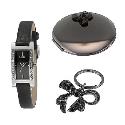 Oasis Ladies' Stone Set Strap Watch, Compact and Keyring Set
