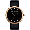French Connection Ladies' Stone Set Black Strap Watch