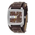 Fossil Men's Square Dial Brown Leather Strap Watch