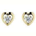 9ct Gold Cubic Zirconia Open Heart Stud Earrings