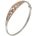 Silver and 9ct Rose Gold Tree of Life Bangle