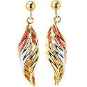 9ct Gold Three-Colour Flame Earrings