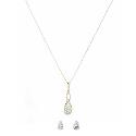9ct Gold Crystal Pendant and Earrings Box Set