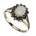 9ct Yellow Gold Opal And Sapphire Ring