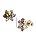 9ct Gold Multi Coloured Semi Precious Stone Flower Earrings