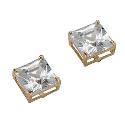 9ct Gold Square Cubic Zirconia Basket Stud Earrings