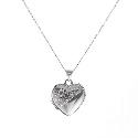9ct White Gold 15mm Hand Engraved Heart Locket