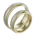 9ct Two-Colour Gold Court Finish Wedding Band Set