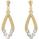 9ct Gold Oval Crystal Drop Earrings