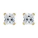 9ct Gold Cubic Zirconia Square Set Stud Earrings