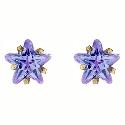 9ct Gold Lavender Cubic Zirconia Star Shaped Stud Earrings