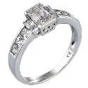 9ct White Gold Three Stone with Channel Set Shoulder Ring