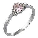 9ct White Gold Pink Cubic Zirconia Oval Ring