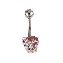 Stainless Steel Pink Cubic Zirconia Belly Button Stud