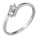 9ct White Gold Cubic Zirconia Two Stone Twist Ring