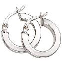 9ct White Gold Small Square Tube Round Creole Earrings