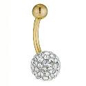 9ct Gold Crystal Ball Belly Bar
