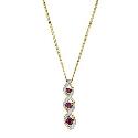 9ct Yellow Gold, Treated Ruby and Diamond Pendant Necklace