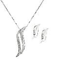 9ct White Gold Necklace & Earring Gift Set