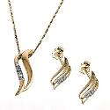 9ct Yellow Gold Diamond Earrings and Necklace Set