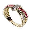 9ct Gold Ruby & Diamond Crossover Eternity Ring