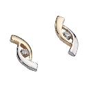 9ct Gold And Rhodium Plated Two Colour Earrings