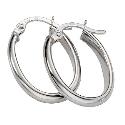 9ct White Gold Oval Creole Earrings