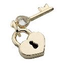 9ct Yellow Gold Cubic Zirconia Heart Shaped Charm With Key