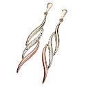 9ct Three Colour Gold Flame Drop Earrings