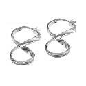 9ct White Gold Figure Eight Creole Earrings