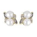 9ct Yellow Gold Diamond And Pearl Stud Earrings