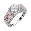 9ct White Gold Pink and Clear Cubic Zirconia Ring