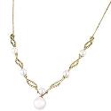 9ct Yellow Gold Diamond And Pearl Necklace