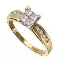 18ct Gold 0.60 Carat Princessa Diamond Ring with Channel-set Diamond Shoulders