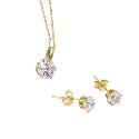 9ct Yellow Gold Cubic Zirconia Pendant And Earring Set