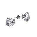 9ct White Gold Cubic Zirconia Round Claw Stud Earrings 9mm