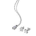 Silver cubic zirconia earring and pendant boxed set