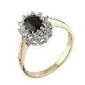 9ct Yellow Gold Sapphire Cubic Zirconia Oval Cluster Ring