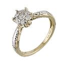 9ct Two Colour Gold Third Carat Diamond Cluster Ring