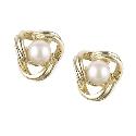 9ct Gold Cultured Freshwater Pearl Knot Stud Earrings