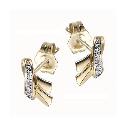 9ct Gold and Rhodium Plated Cubic Zirconia Stud Earrings