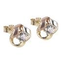 9ct 3 Colour Gold Cubic Zirconia Knot Stud Earrings