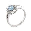 9ct White Gold Blue Topaz and Cubic Zirconia Cluster Ring