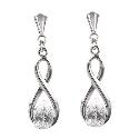9ct White Gold Figure Of Eight Drop Earrings
