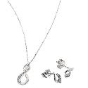 9ct White Gold Cubic Zirconia Pendant And Earring Set